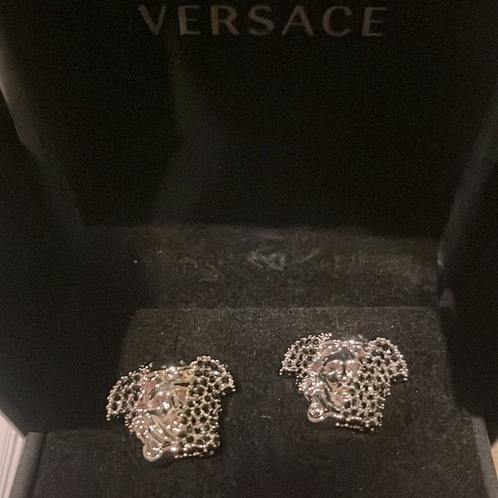 Versace Crystal embellished Medusa stud earrings(Rare)